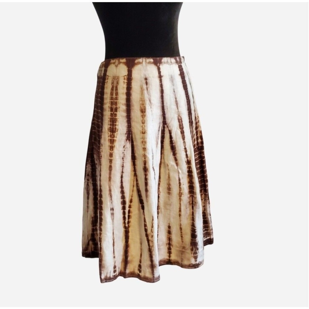 Michael Kors Linen Pleated Midi Skirt Tie Dye Fairy Grunge Boho Hippie Size 2